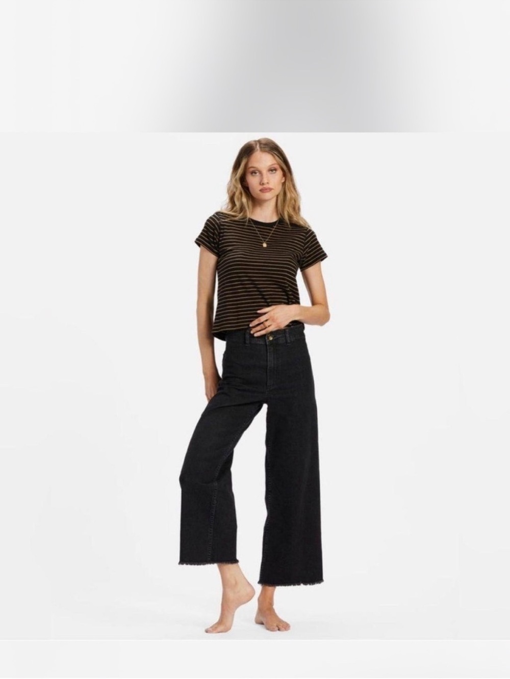 Billabong Black Free Fall Wide Leg Stretchy High-Rise Jeans